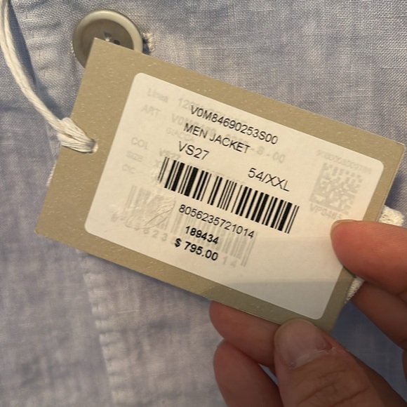 120% Lino Men’s Slim fit Single breasted blazer with patch pockets in baby blue - Picture 8 of 8